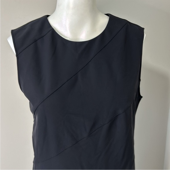 THEORY Diagonal Drape Dress Black Sleeveless Back Zip LBD Sz 8 NEW - Picture 6 of 14